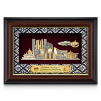 11" x 15.6" VIP Songket Frame with Gold Plated Pewter - Putrajaya Landmark