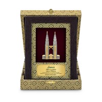 6" x 8" Songket Frame (Royale Gold) with Gold Plated Pewter : Petronas Twin Towers 6" x 8" Songket Frame (Royale Gold) with Gold Plated Pewter : Petronas Twin Towers