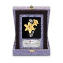 6" x 8" Songket Frame (Silver Violet) with Gold Plated Pewter : Narcissus Flower