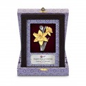 6" x 8" Songket Frame (Silver Violet) with Gold Plated Pewter : Narcissus Flower