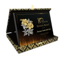 7" x 9" Gold & Black Songket Plaque - Horizontal with Gold Plated Pewter Bunga Raya 2 Flowers