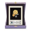 7" x 9" Songket Frame (Silver Violet) with Gold Plated Pewter : Sunflowers