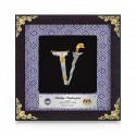 8" x 8" Songket Frame (Silver Violet) with Gold Plated Pewter : Keris