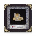 8" x 8" Songket Frame (Royale Blue) with Gold Plated Pewter : Putrajaya Landmark