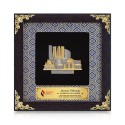 8" x 8" Songket Frame (Royale Blue) with Gold Plated Pewter : Putrajaya Landmark