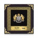 8" x 8" Songket Frame (Royale Gold) with Gold Plated Pewter : Coat of Arms of Malaysia (Jata Negara Logo Malaysia)