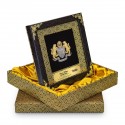 8" x 8" Songket Frame (Royale Gold) with Gold Plated Pewter : Coat of Arms of Malaysia (Jata Negara Logo Malaysia)