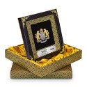 8" x 8" Songket Frame (Royale Gold) with Gold Plated Pewter : Coat of Arms of Malaysia (Jata Negara Logo Malaysia)