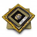 8" x 8" Songket Frame (Royale Gold) with Gold Plated Pewter : Coat of Arms of Malaysia (Jata Negara Logo Malaysia)