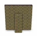 8" x 8" Songket Frame (Royale Gold) with Gold Plated Pewter : Coat of Arms of Malaysia (Jata Negara Logo Malaysia)