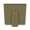 8" x 8" Songket Frame (Royale Gold) with Gold Plated Pewter : Coat of Arms of Malaysia (Jata Negara Logo Malaysia)