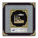 10" x 10" Songket Frame (Royale Blue) with Gold Plated Pewter : Malaysia Landmark