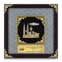 10" x 10" Songket Frame (Royale Blue) with Gold Plated Pewter : Malaysia Landmark