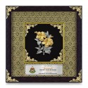 10" x 10" Songket Frame (Royale Gold) with Gold Plated Pewter : Bunga Raya 2 Flowers