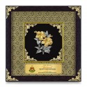 10" x 10" Songket Frame (Royale Gold) with Gold Plated Pewter : Bunga Raya 2 Flowers
