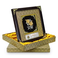 10" x 10" Songket Frame (Royale Gold) with Gold Plated Pewter : Bunga Raya 2 Flowers