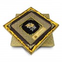10" x 10" Songket Frame (Royale Gold) with Gold Plated Pewter : Bunga Raya 2 Flowers