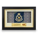 8.5" x 13" VIP Frame with Songket & Gold Plated Pewter - Logo Police Diraja Malaysia (Polis PDRM)