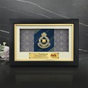 8.5" x 13" VIP Frame with Songket & Gold Plated Pewter - Logo Police Diraja Malaysia (Polis PDRM)