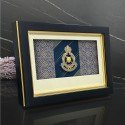 8.5" x 13" VIP Frame with Songket & Gold Plated Pewter - Logo Police Diraja Malaysia (Polis PDRM)