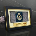8.5" x 13" VIP Frame with Songket & Gold Plated Pewter - Logo Police Diraja Malaysia (Polis PDRM)