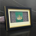 8.5" x 13" VIP Frame with Songket & Gold Plated Pewter - Kuala Lumpur Landmark