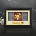 8.5" x 13" VIP Frame with Songket & Gold Plated Pewter - Narcissus Flower