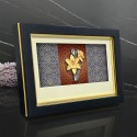 8.5" x 13" VIP Frame with Songket & Gold Plated Pewter - Narcissus Flower