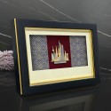 8.5" x 13" VIP Frame with Songket & Gold Plated Pewter - Kuala Lumpur Landmark