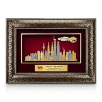 11.6" x 15.7" Luxe Royale Dark Frame with Gold Plated Pewter - Kuala Lumpur Landmark