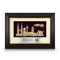 8.5" x 12" Gold Border Solid Frame With Gold Plated Pewter - Malaysia Landmark