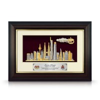 8.5" x 12" Gold Border Solid Frame With Gold Plated Pewter - Kuala Lumpur Landmark