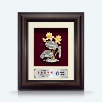 8.5" x 10" Solid Frame with Gold Plated Pewter : Lotus Flower (Bunga Teratai)