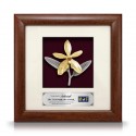 8" x 8" Solid Frame with Gold Plated Pewter - Orchid Flower