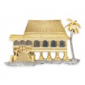 8" x 8" Solid Frame with Gold Plated Pewter - Rumah Melayu (Malay House)