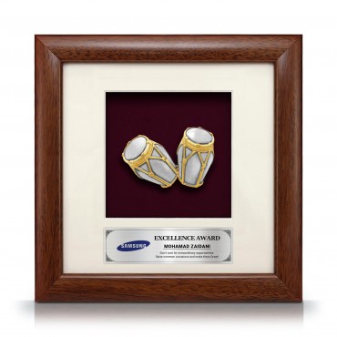 8" x 8" Solid Frame with Gold Plated Pewter - Gendang