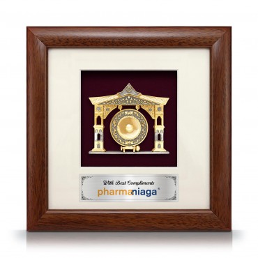 8" x 8" Solid Frame with Gold Plated Pewter - Gong