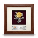 8" x 8" Solid Frame with Gold Plated Pewter - Rose Flower