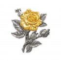 8" x 8" Solid Frame with Gold Plated Pewter - Rose Flower