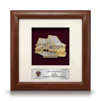 8" x 8" Solid Frame with Gold Plated Pewter - Rumah Melayu (Malay House)