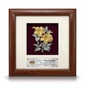 8" x 8" Solid Frame with Gold Plated Pewter - Hibiscus 2 Flowers (Bunga Raya)