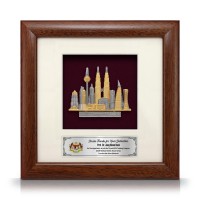 8" x 8" Solid Frame with Gold Plated Pewter - Kuala Lumpur Landmark