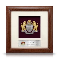 8" x 8" Solid Frame with Gold Plated Pewter - Coat of Arms of Malaysia (Jata Negara Logo Malaysia)