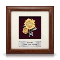 8" x 8" Solid Frame with Gold Plated Pewter - Sunflowers