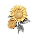 8" x 8" Solid Frame with Gold Plated Pewter - Sunflowers