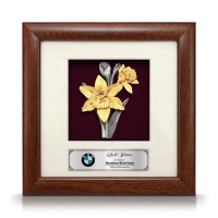 8" x 8" Solid Frame with Gold Plated Pewter - Narcissus Flower