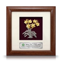 8" x 8" Solid Frame with Gold Plated Pewter - Orchid 6 Flowers (Anggerik)