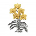 8" x 8" Solid Frame with Gold Plated Pewter - Orchid 5 Flowers (Anggerik)