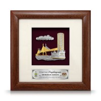 8" x 8" Solid Frame with Gold Plated Pewter - Penang Landmark