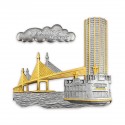 8" x 8" Solid Frame with Gold Plated Pewter - Penang Landmark